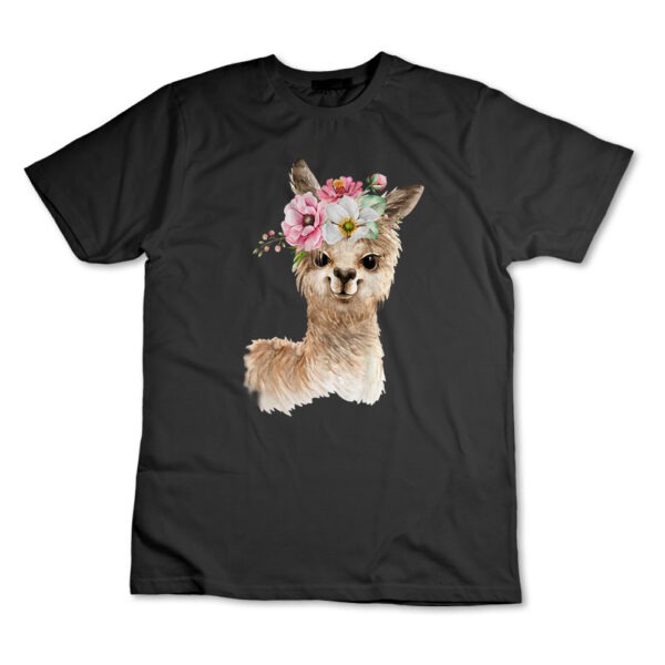 Camiseta Camisa Lhama Com Flores Animal