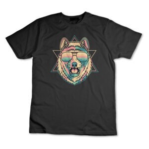 Camiseta Camisa Lobo Vintage Colorido Animal