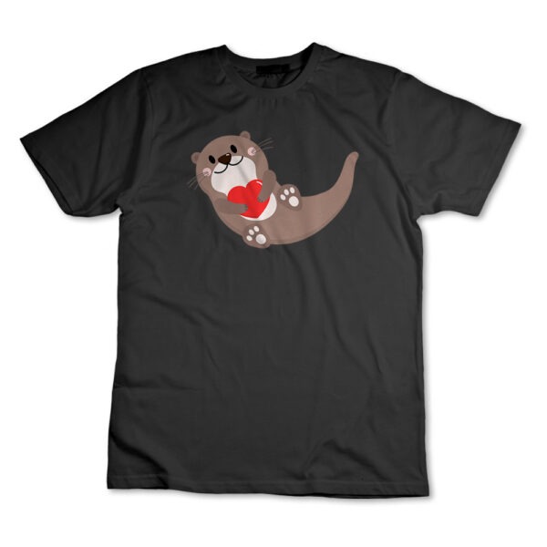 Camiseta Camisa Lontra Com Coração Animal
